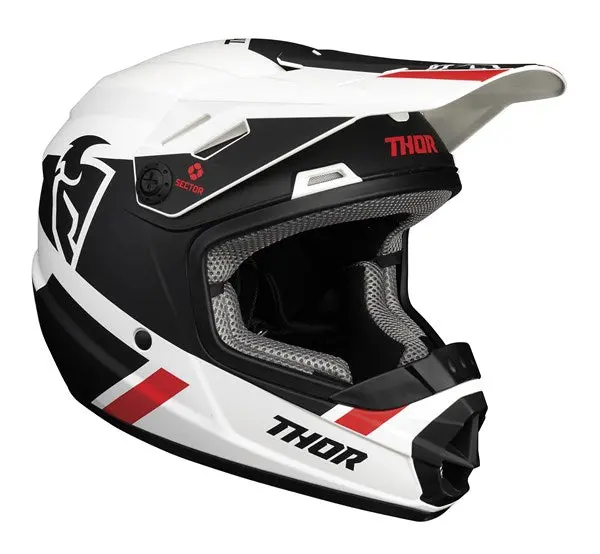 Thor Mx Sector Split Youth Helmet Wht Blk S22 1