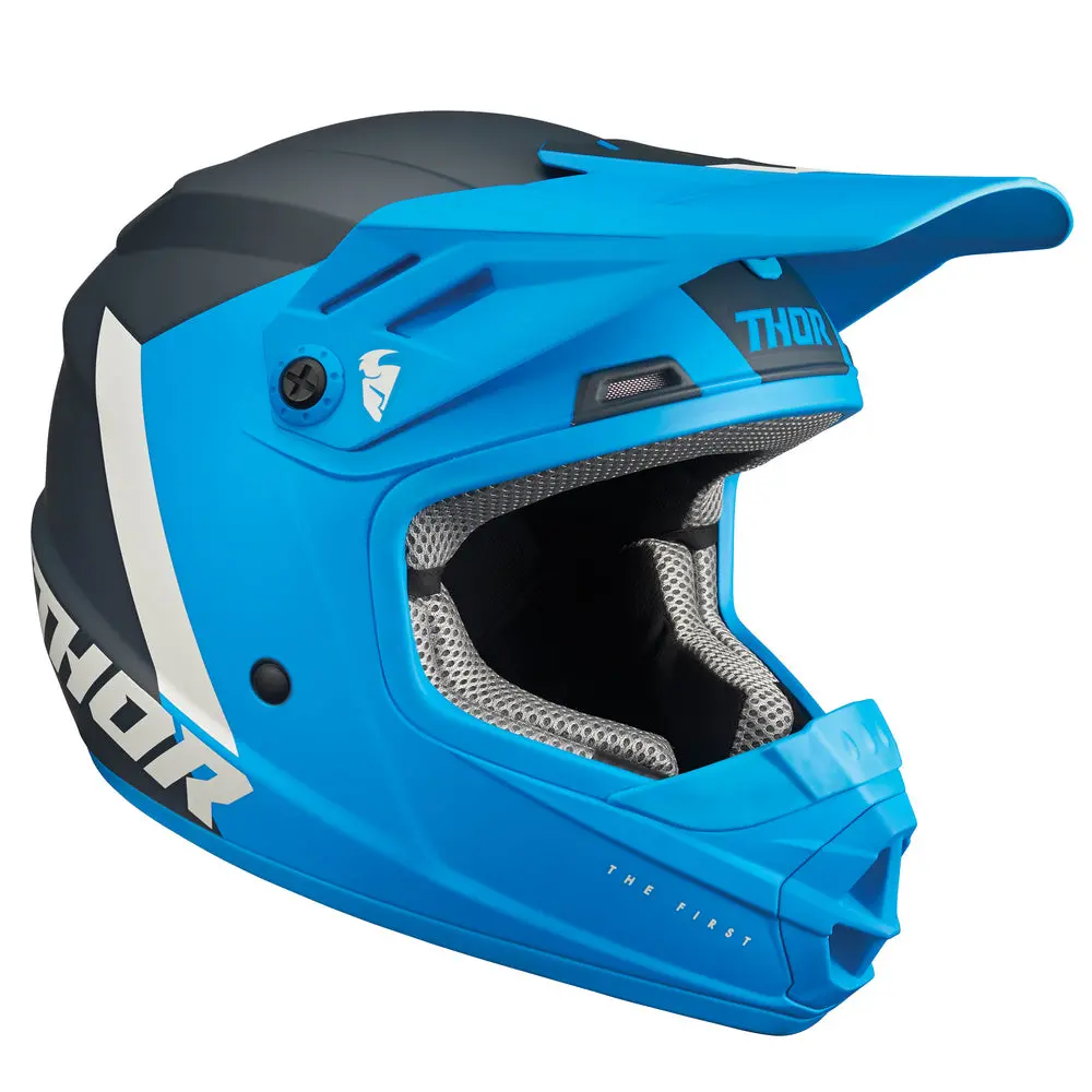 Thor Mx Sector Youth Helmet Chev Blue Lt Grey 1