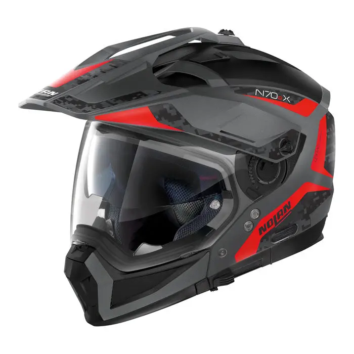 Nolan N70-2 X Adventure Helmet - Flat Grey / Red 1