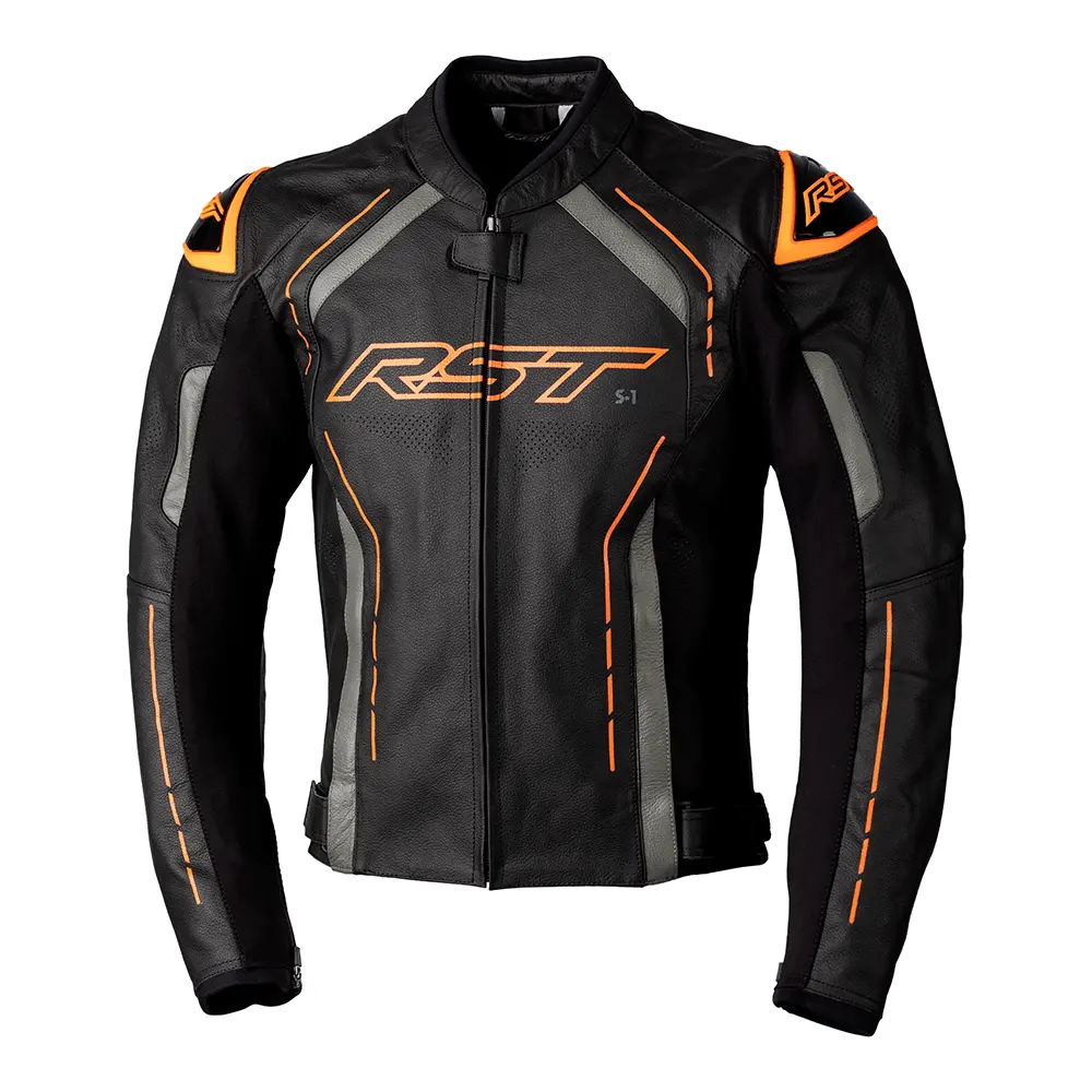 Rst S1 Ce Leather Jacket [Black/Grey/Neon Orange] 1