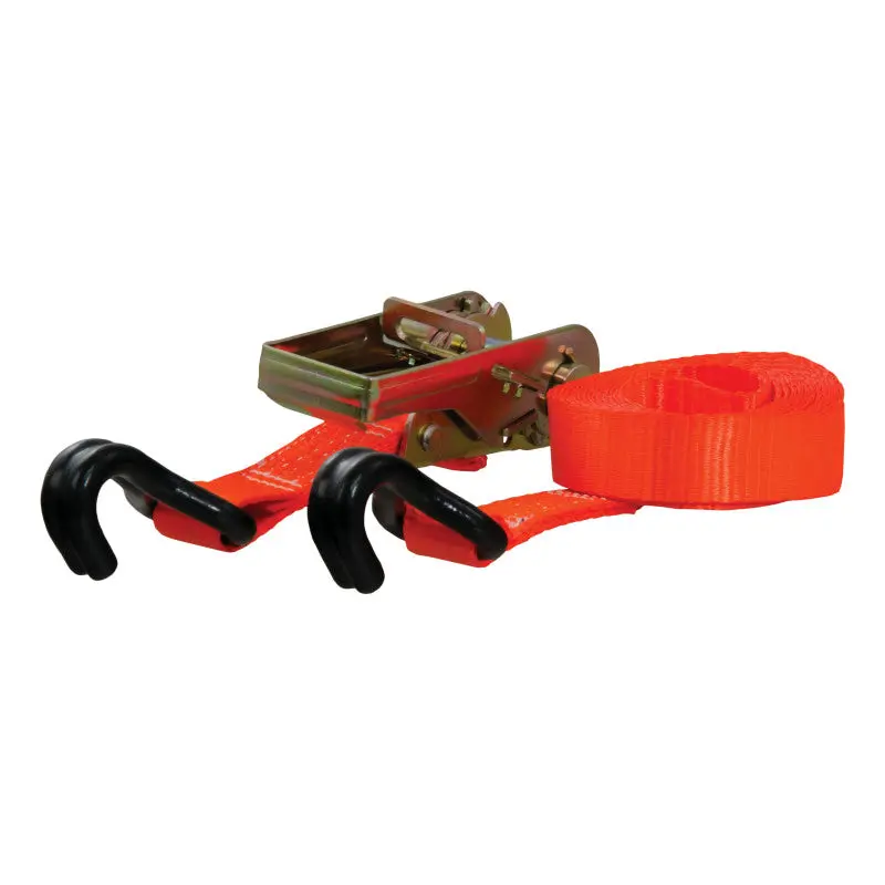 Curt 16-Foot Orange Cargo Tie-Down Strap With J-Hooks – 1,100 Lb Working Load Limit 1