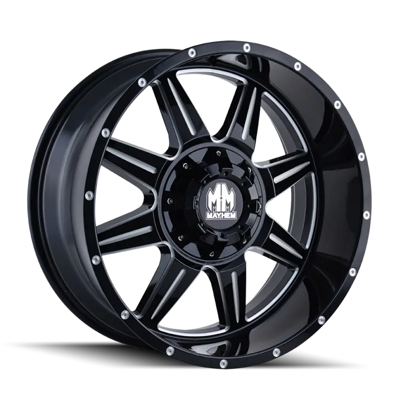 Mayhem Monstir 22X10 Wheel – 8X165.1 Bolt Pattern, -19Mm Offset, 130.8Mm Hub Bore, Black With Milled Spokes 1