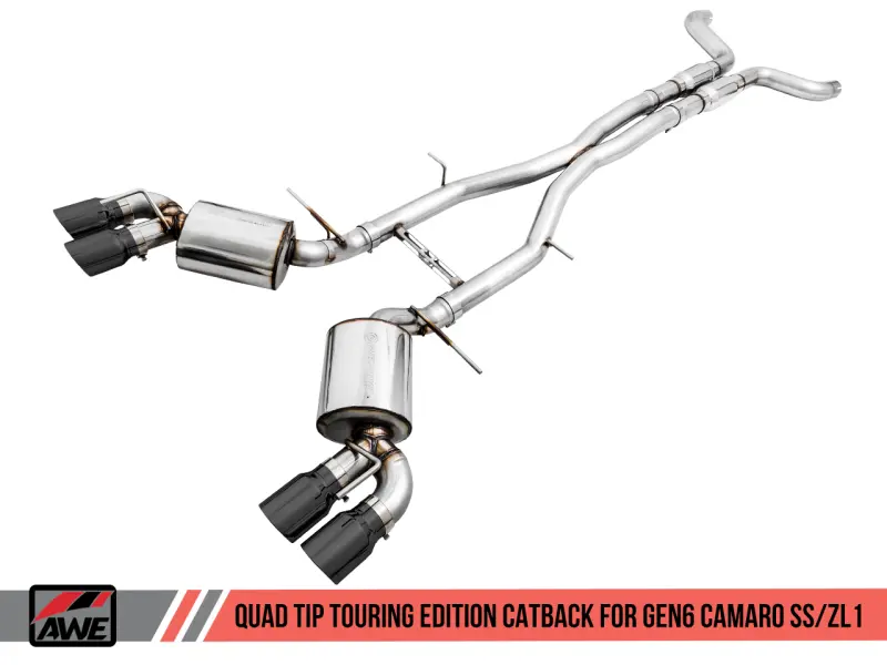 Awe Tuning Touring Cat-Back Exhaust For 2016–2019 Chevrolet Camaro Ss – Quad Diamond Black Tips 1