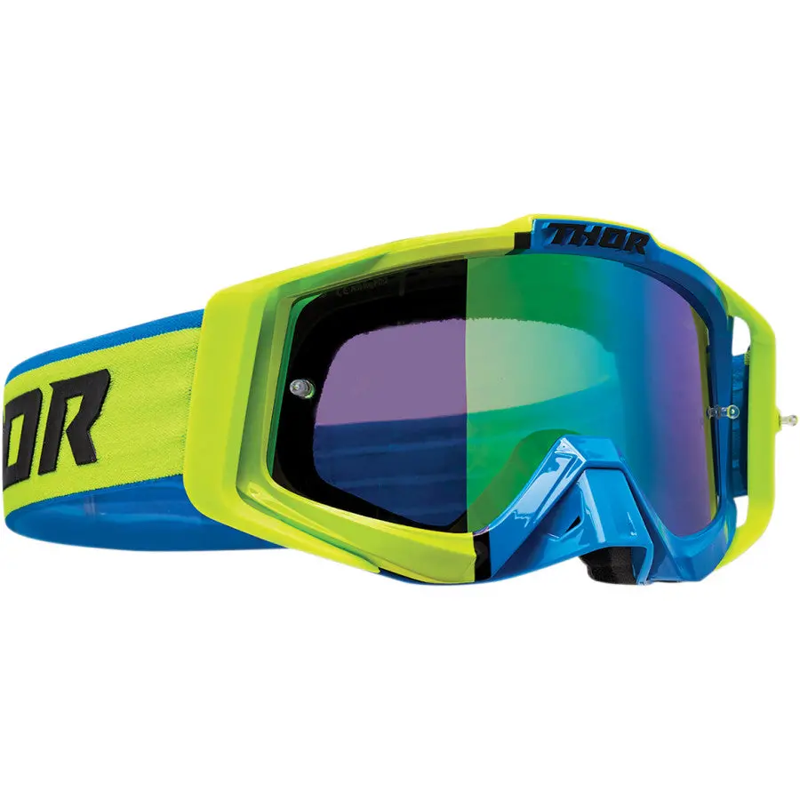 Thor Mx Goggles S23 Sniper Pro Divide Lime Blue Includes Spare Clear Lens ## 1