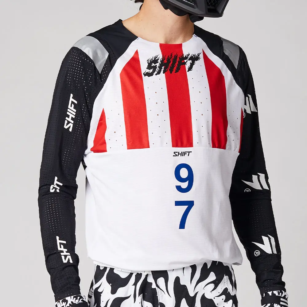 Shift Blue Label Flame Jersey [White/Black] 1