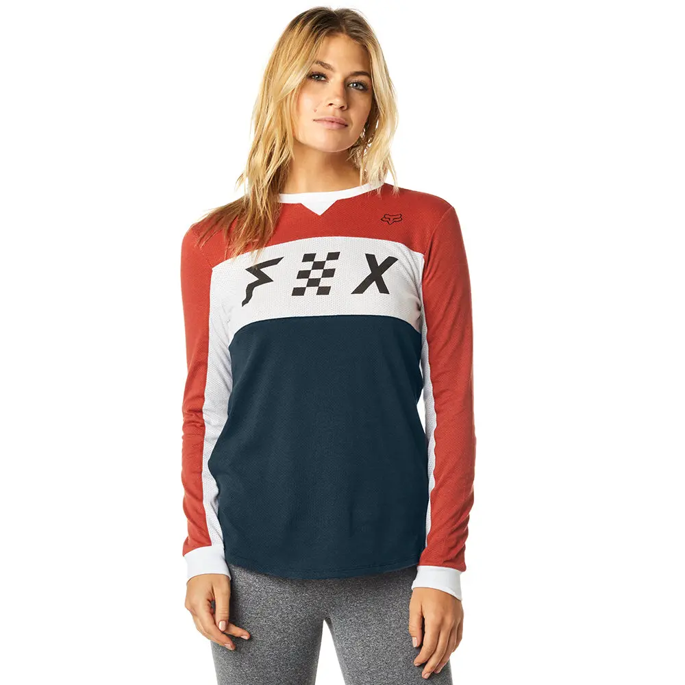 Fox Womens Scrambler Ls Top [Dark Red] 1