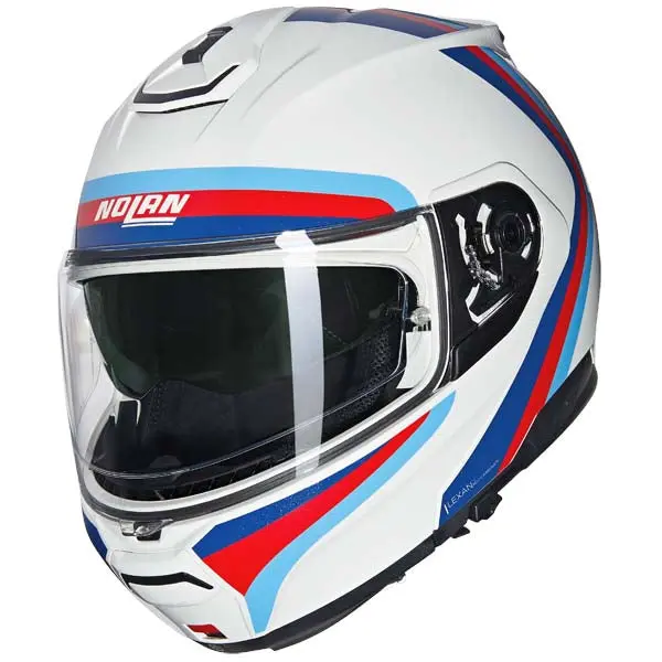 Nolan N100-6 N-Com Flip Face Helmet - Assoluto White/Blue/Red 1