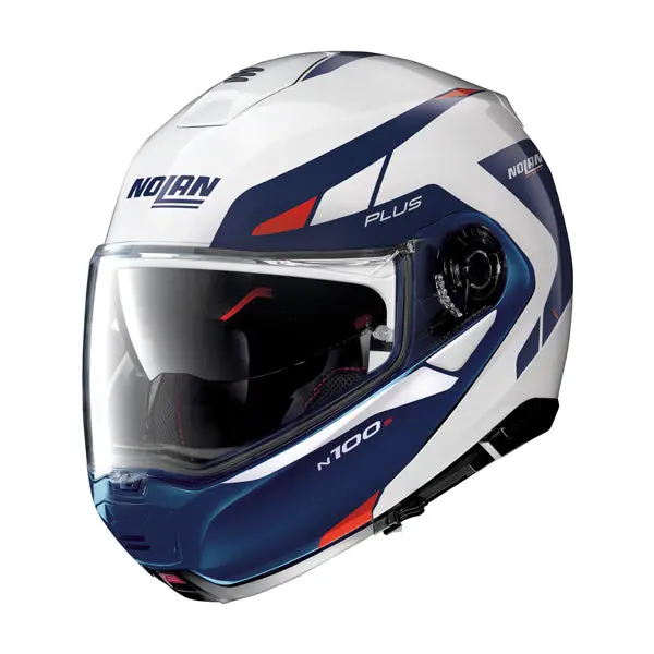 Nolan N100-5 Plus N-Com Flip Face Helmet - White/Blue/Red - Xxl Only 1