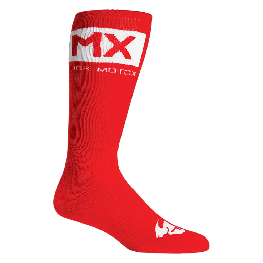 Socks Thor Mx Youth Solid Red/White Size 1-6 1