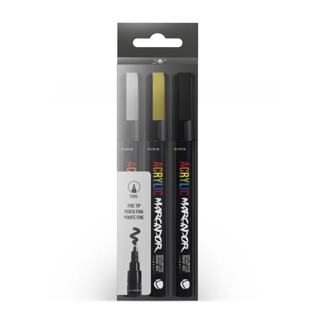 Mtn Pack Acrylic Marcador 3Pk 1Mm (Metal) 1