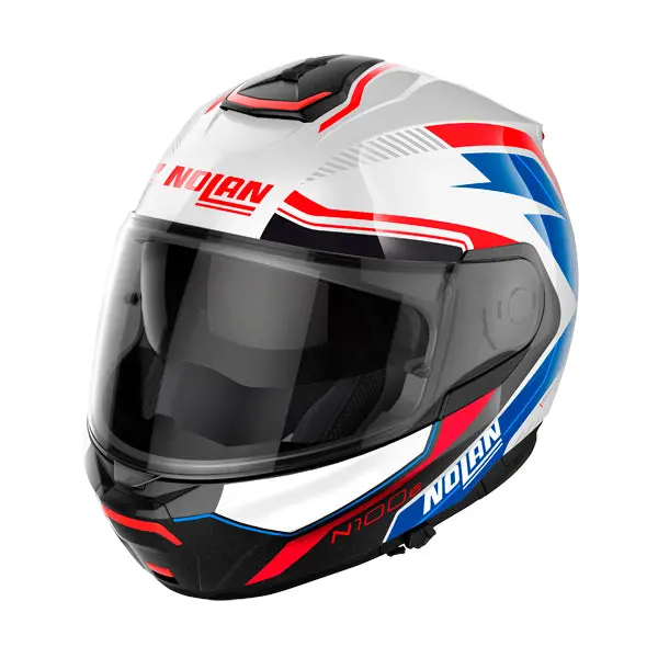 Nolan N100-6 N-Com Flip Face Helmet - White/Blue/Red 1