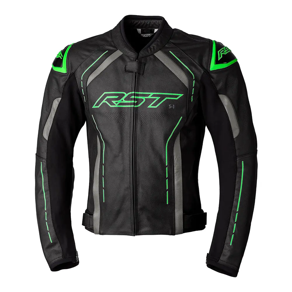 Rst S1 Ce Leather Jacket [Black/Grey/Neon Green] 1