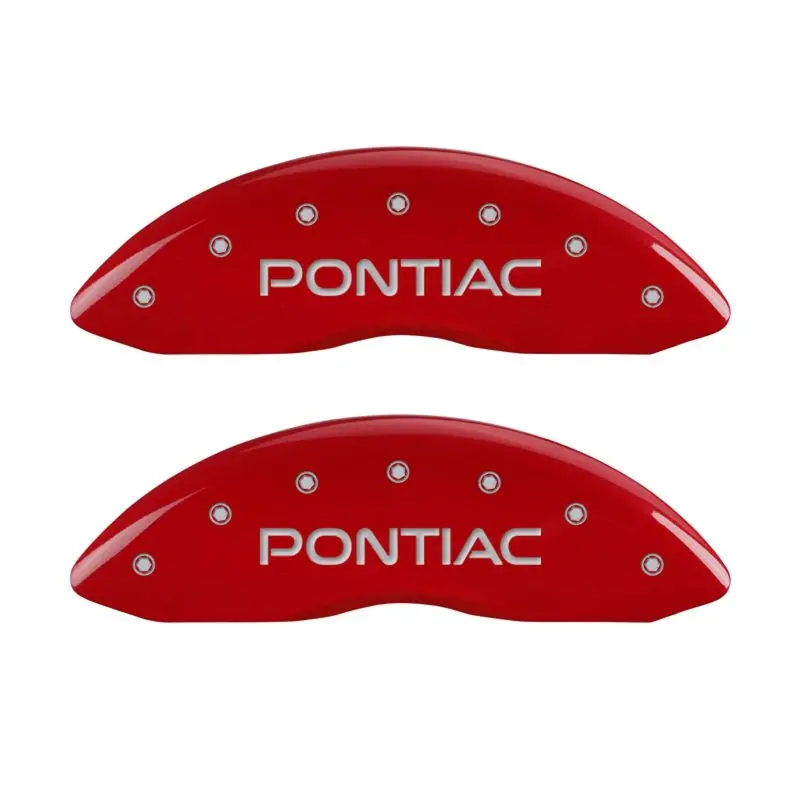 Mgp Engraved 4-Piston Caliper Covers – Front: Pontiac Logo, Rear: Gxp Badge – Red & Silver Finish 1