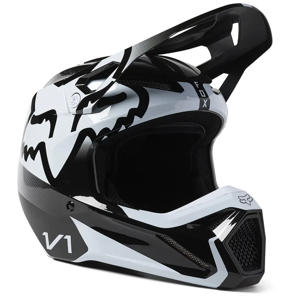 Fox Youth V1 Leed Helmet Mips Ece [Black/White] 1
