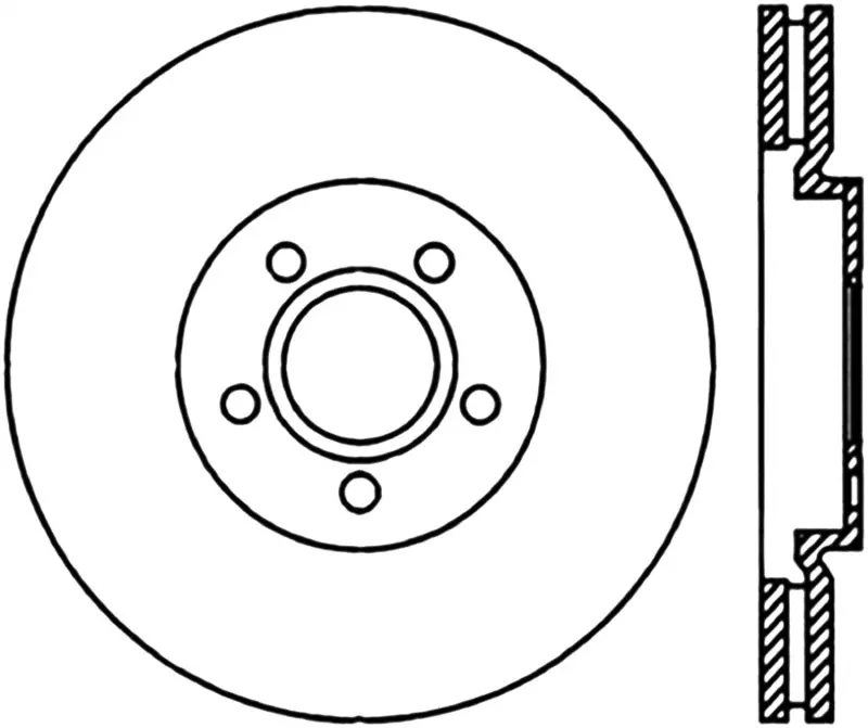 Stoptech Slotted And Drilled Front Right Brake Rotor For 2003–2009 Chrysler Pt Cruiser And 2003–2005 Dodge Neon Srt-4 1
