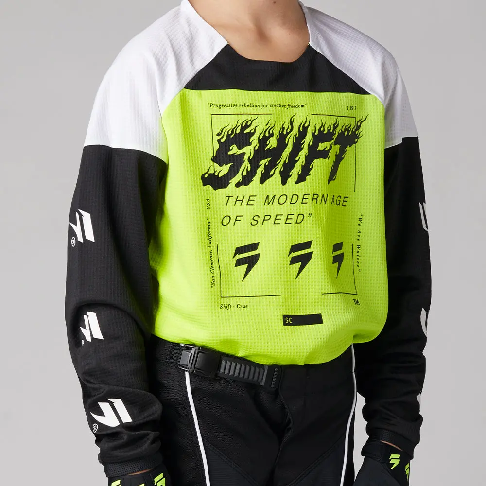 Shift Youth White Label Flame Jersey [Flo Yellow] Yxl 1