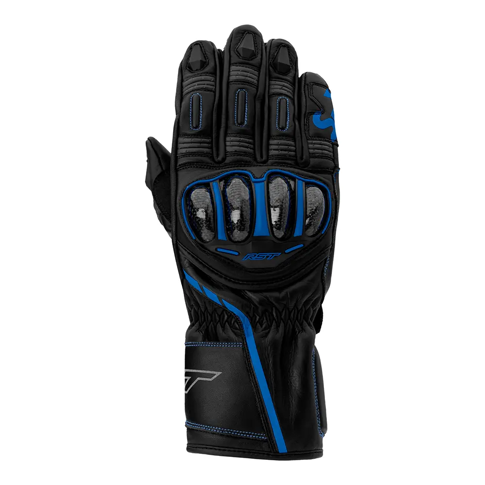 Rst S1 Leather Glove [Black/Grey/Neon Blue] 1