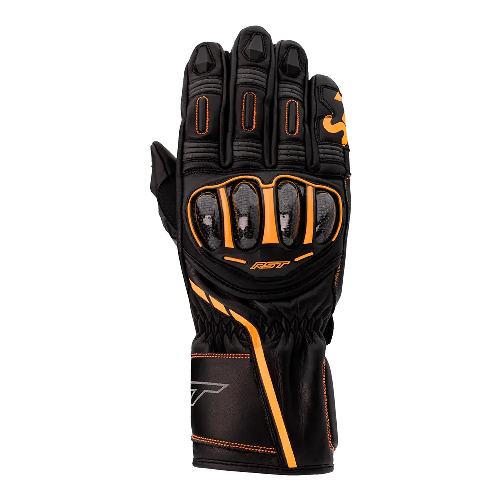 Rst S1 Leather Glove [Black/Grey/Neon Orange] 1