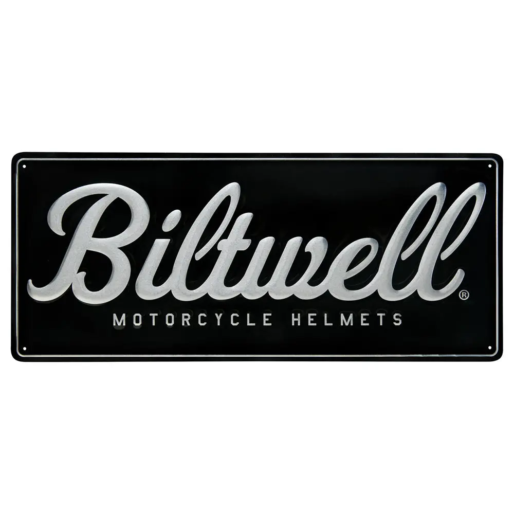 Biltwell Sign [Script Black/Aluminum] 59X25cm 1
