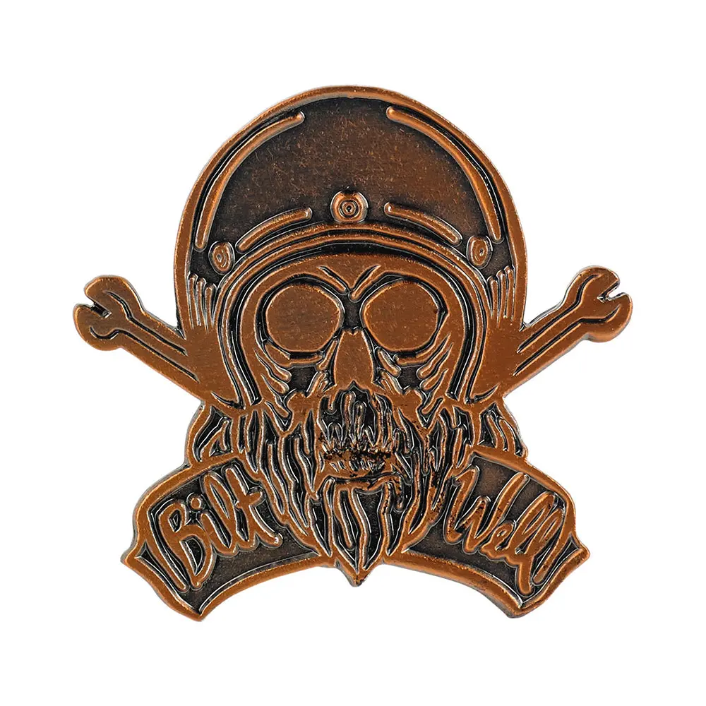 Biltwell Enamel Pin [Bonanza Skull Bronze] 1