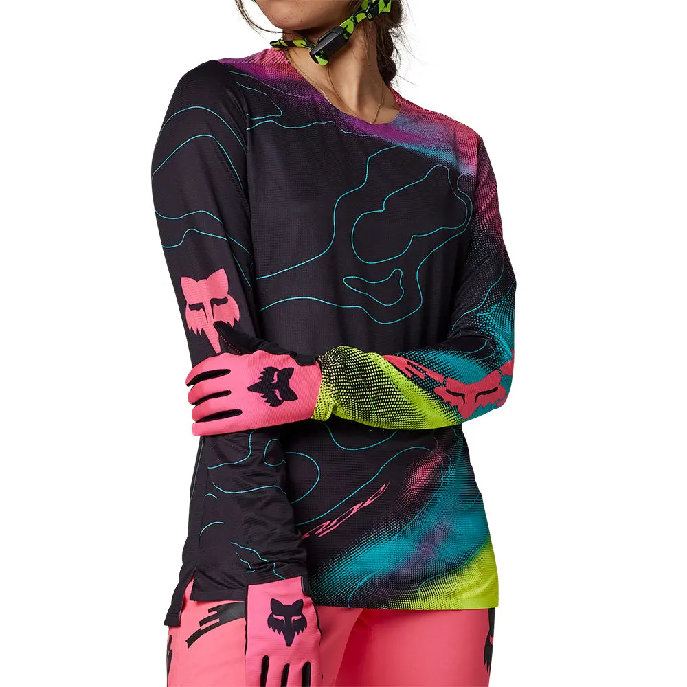 Fox Womens Flexair Ls Jersey Lunar [Black/Pink] 1