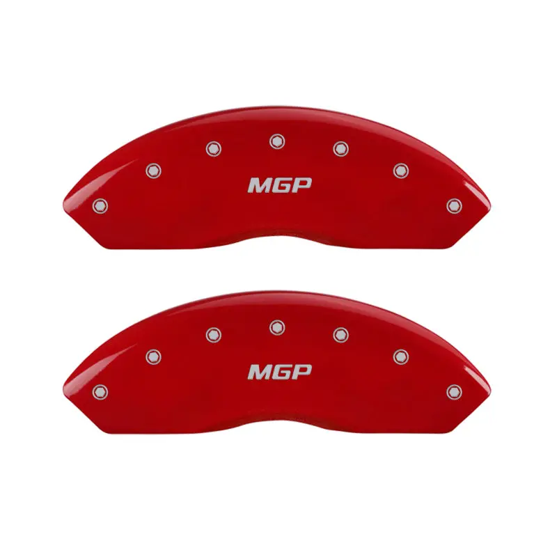 Mgp 4-Piece Caliper Cover Set – Front & Rear, Mgp Red Finish On Silver Base 1