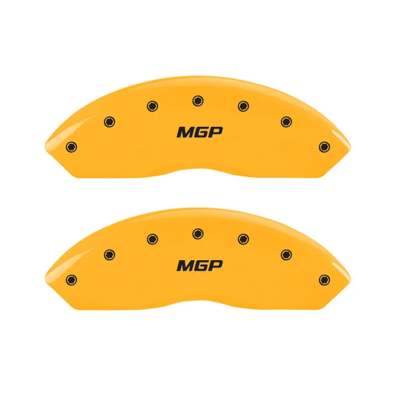 Mgp Engraved 4-Piston Caliper Covers – Front & Rear, Yellow Finish With Black Lettering For 2007 Saturn Sky 1
