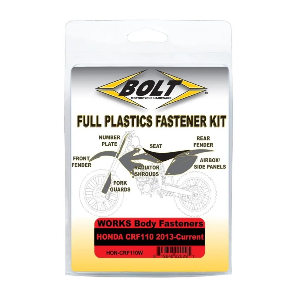 Bolt Body Work Fastener Kit Honda Crf110 '13-Current (Works Kit) 1