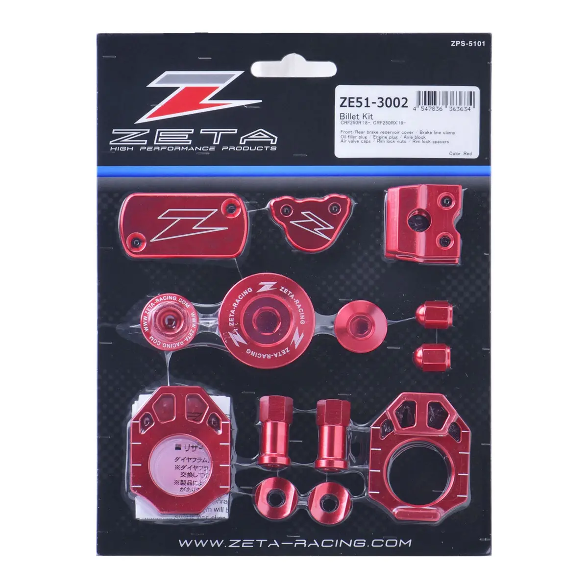 Zeta Billet Kit Crf250r/Rx - Red 1