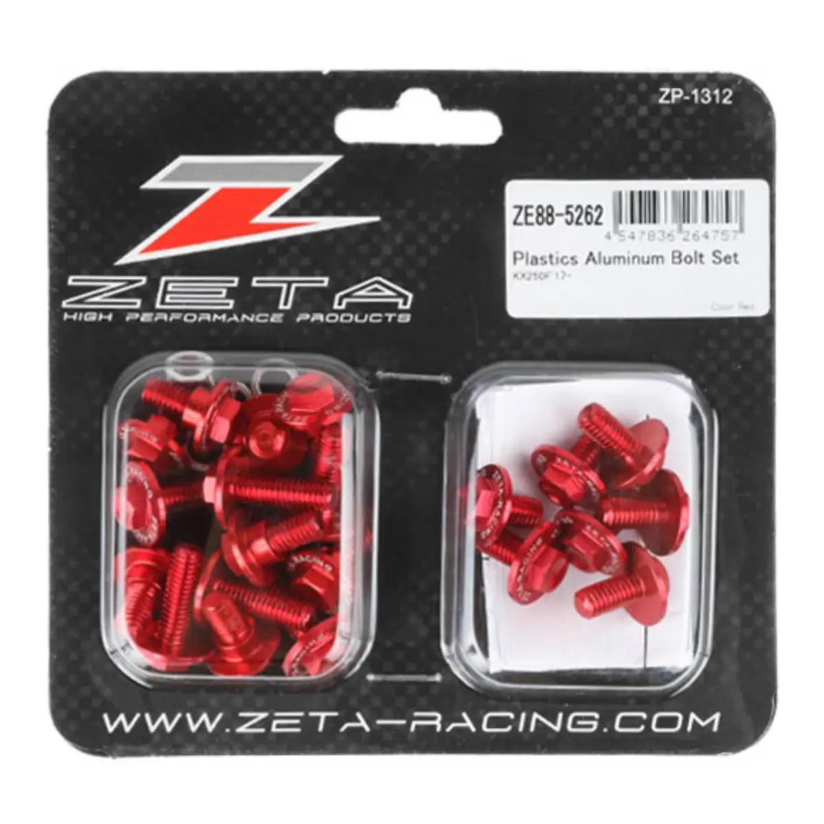 Zeta Aluminum Bolt Set Plastics Kawasaki Kx250/F '17-20 25 Pcs - Red 1