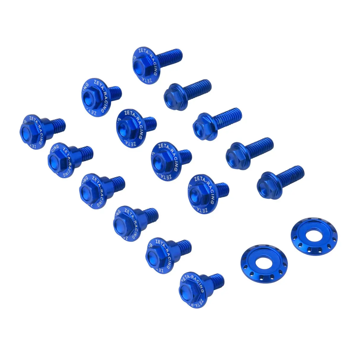 Zeta Aluminum Bolt Set Plastics Yamaha Yz125/250 '08- 17 Pcs - Blue 1