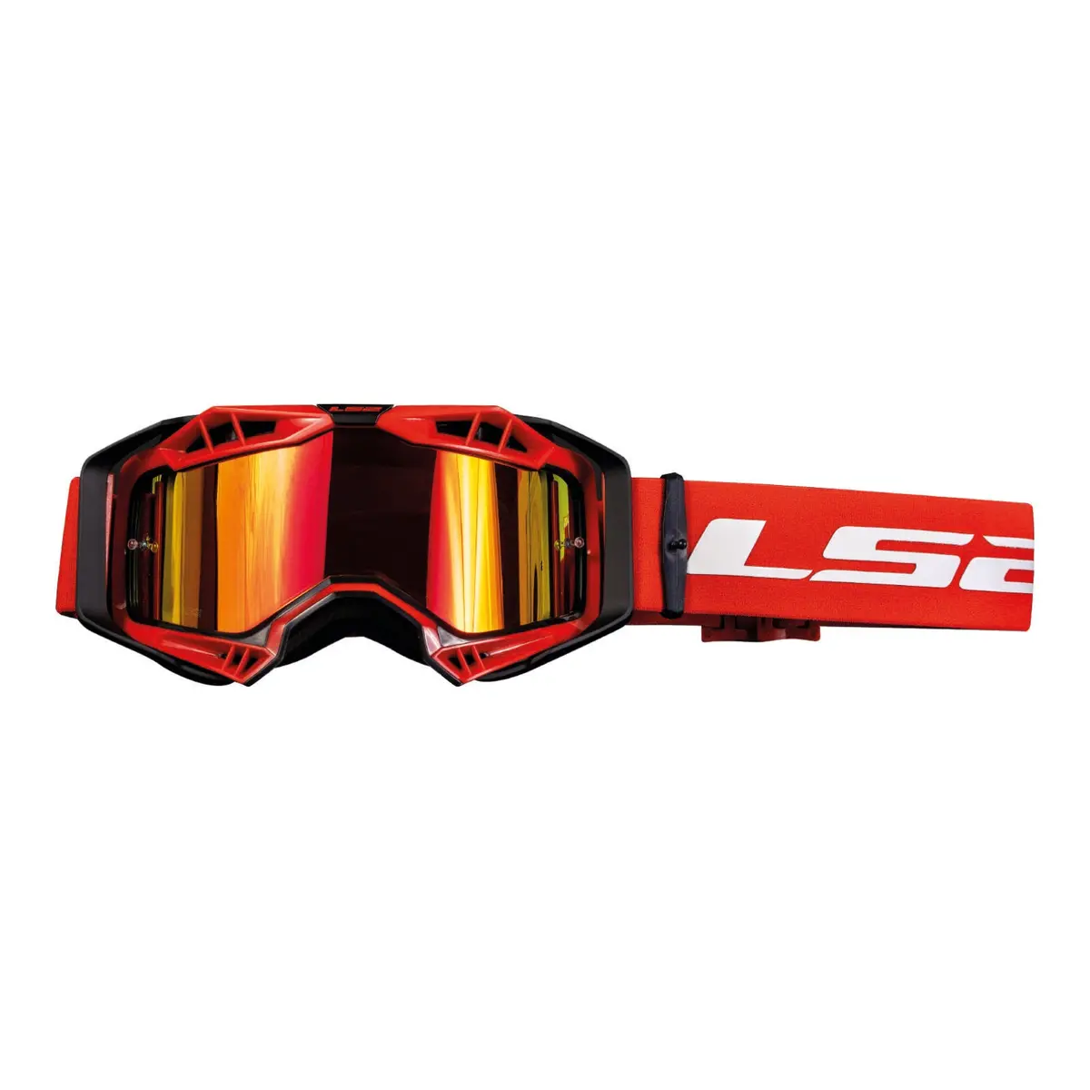Ls2 Aura Pro Goggle - Red With Iridium Lens 1