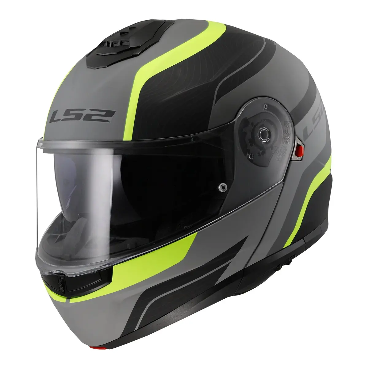 Ls2 Ff908 Strobe Ii Monza Flip Front Helmets - Matte Black / Hi-Vis Yellow 06 1