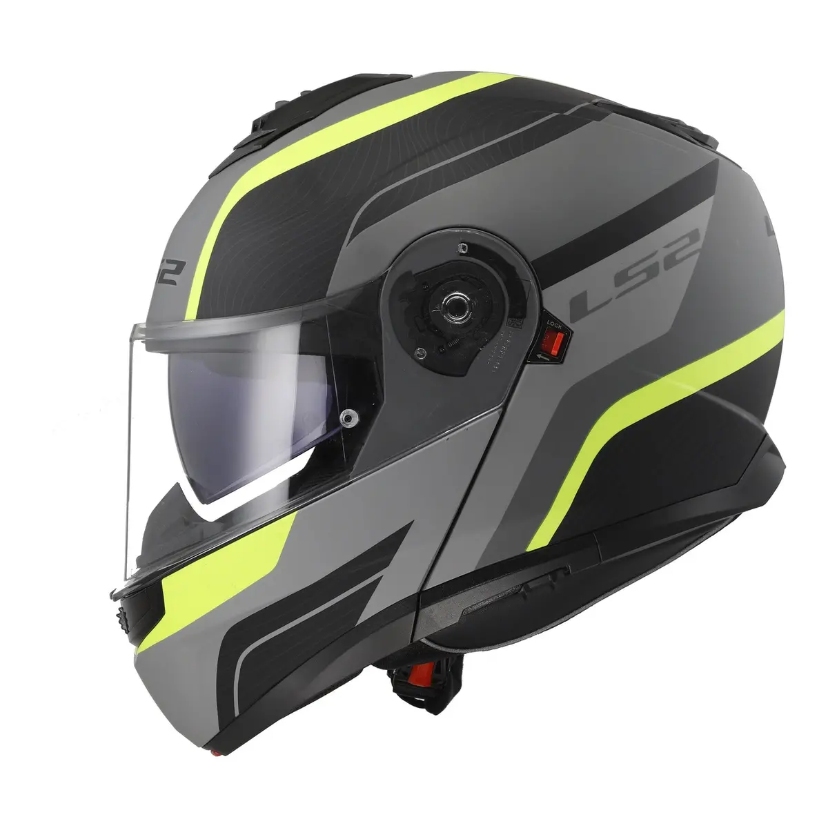 Ls2 Ff908 Strobe Ii Monza Flip Front Helmets - Matte Black / Hi-Vis Yellow 06 2