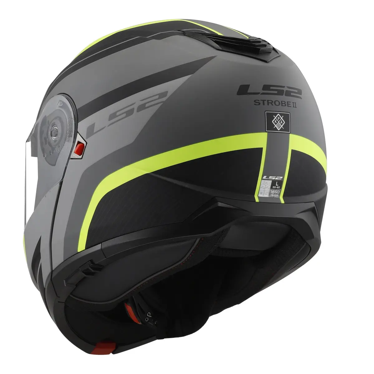 Ls2 Ff908 Strobe Ii Monza Flip Front Helmets - Matte Black / Hi-Vis Yellow 06 3