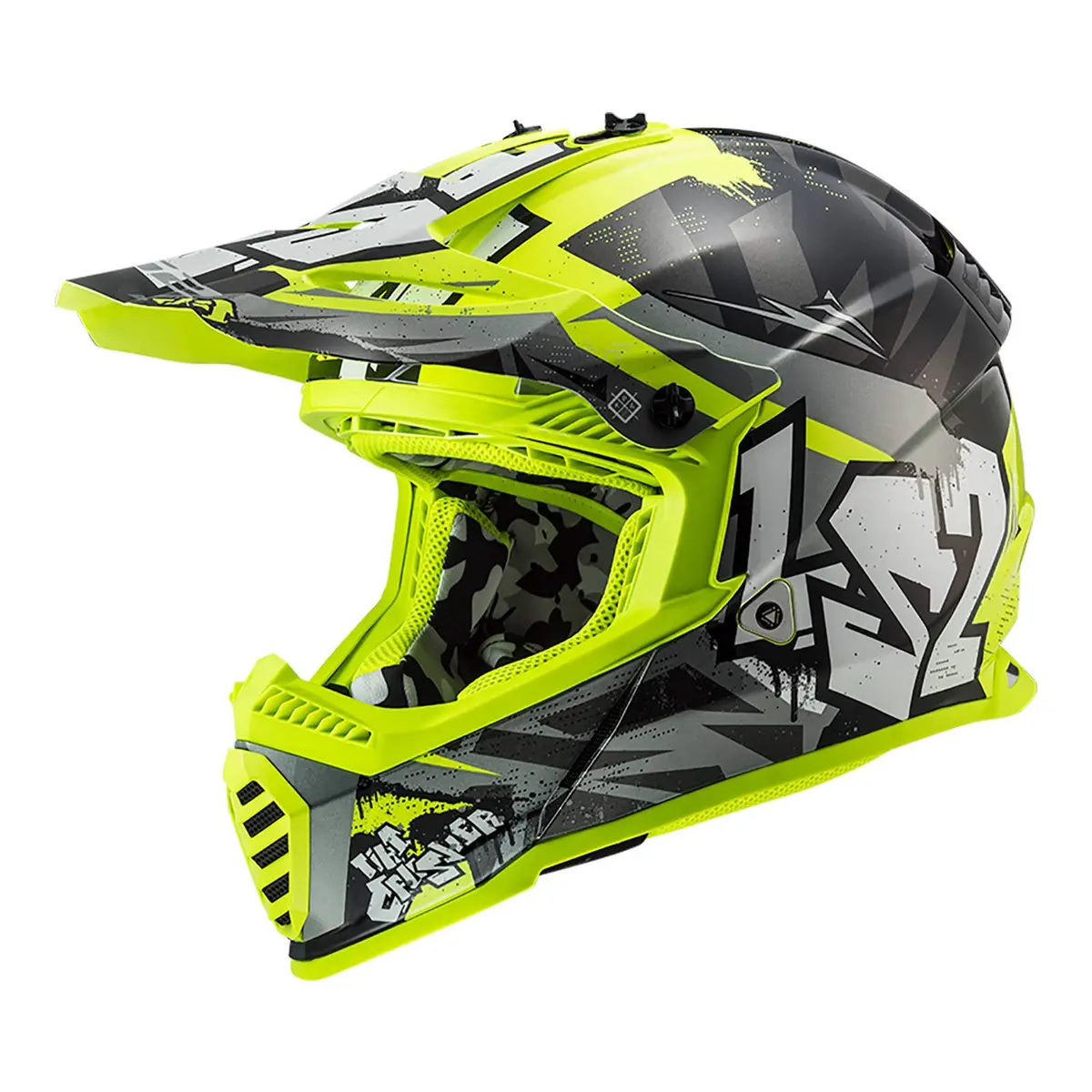 Ls2 Mx437j Fast Evo Crusher Mini Helmet - Black / Grey / Hi-Vis Yellow 1
