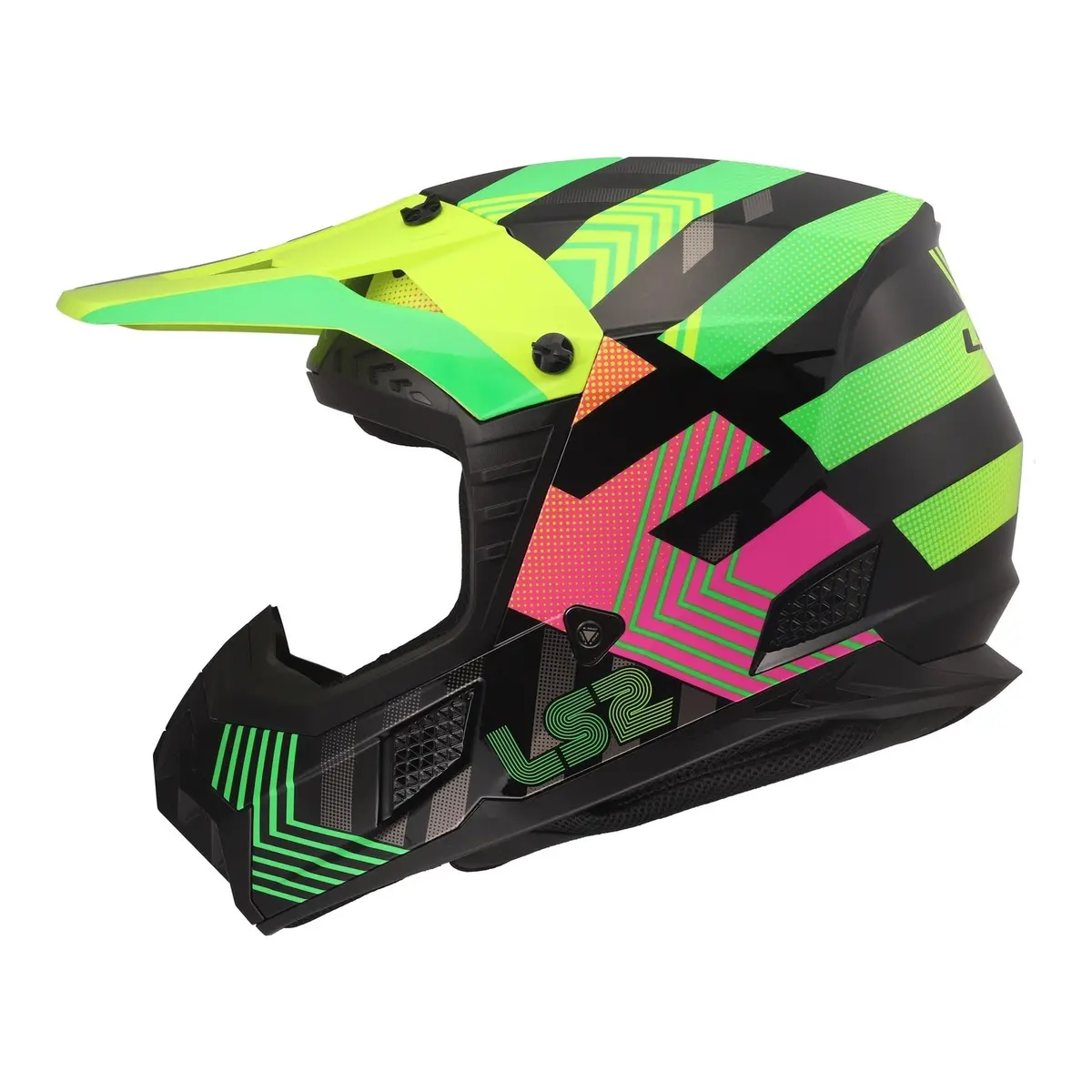 Ls2 Mx706j Coz Junior Helmet - Chromatic Black / Hi-Vis Pink 06 1
