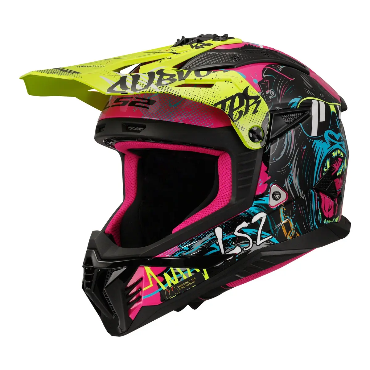 Ls2 Mx708 Fast Ii Gorilla Helmet - Purple / Hi-Vis Yellow 06 1