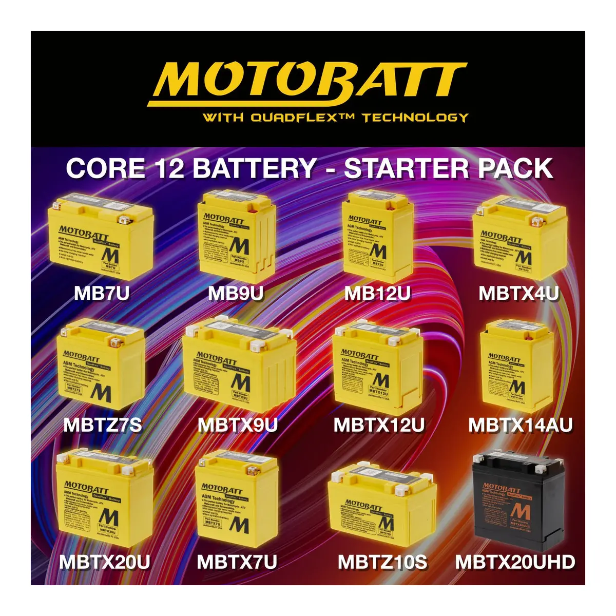 Motobatt Starter Pack Core - 12 Batteries 1