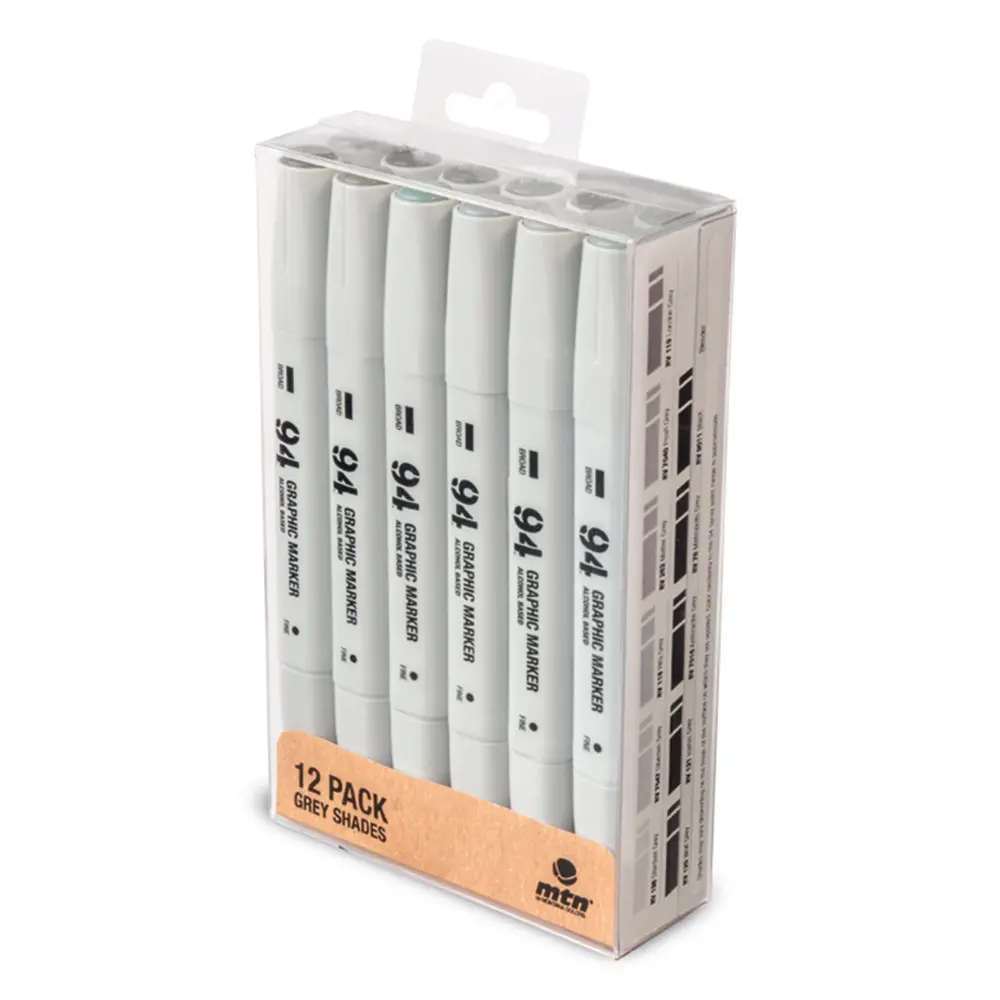 Mtn 94 Graphic Marker 12 Pack - Greyscale 1