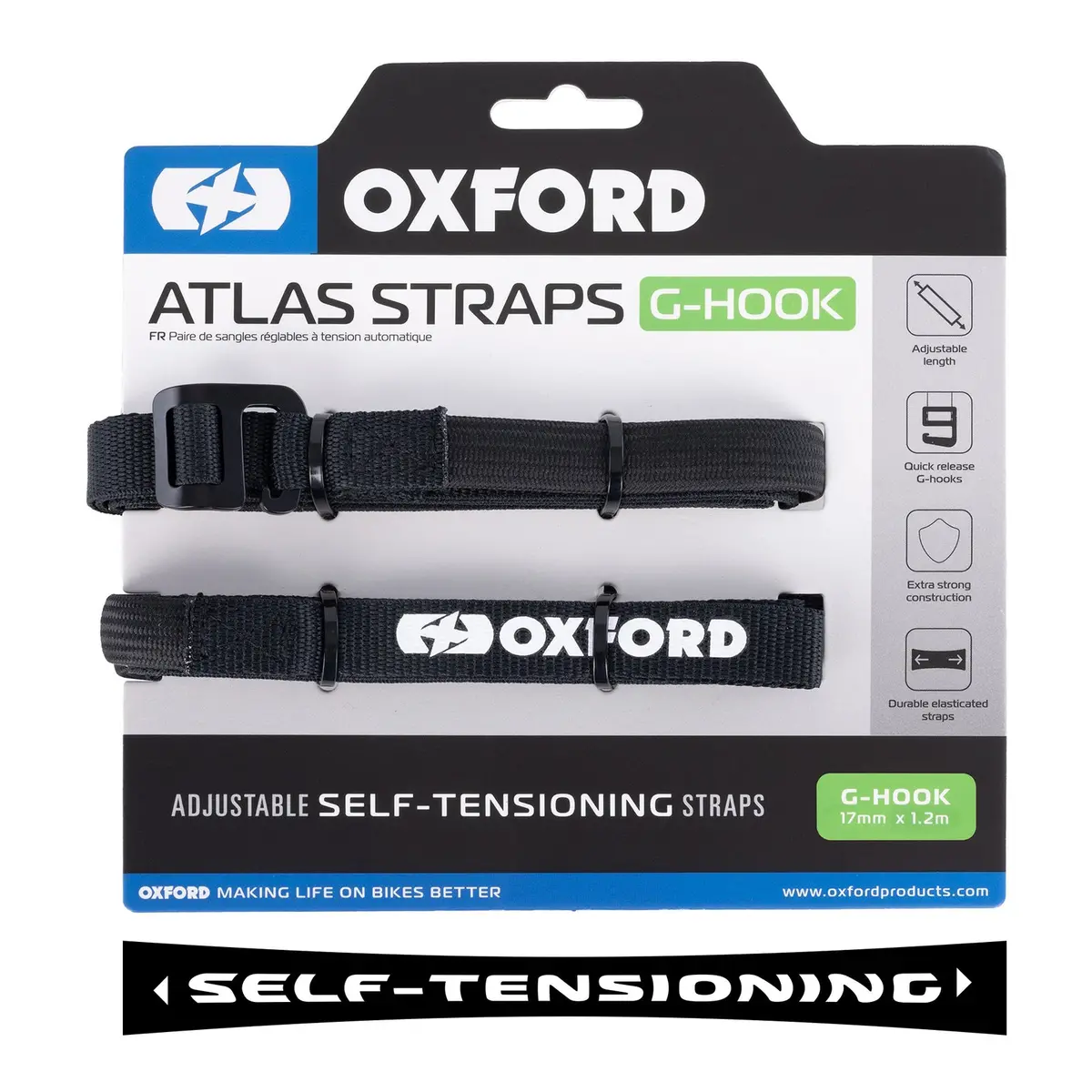 Oxford Atlas G-Hook 17Mm X 1.2M - Black (Pair) 1