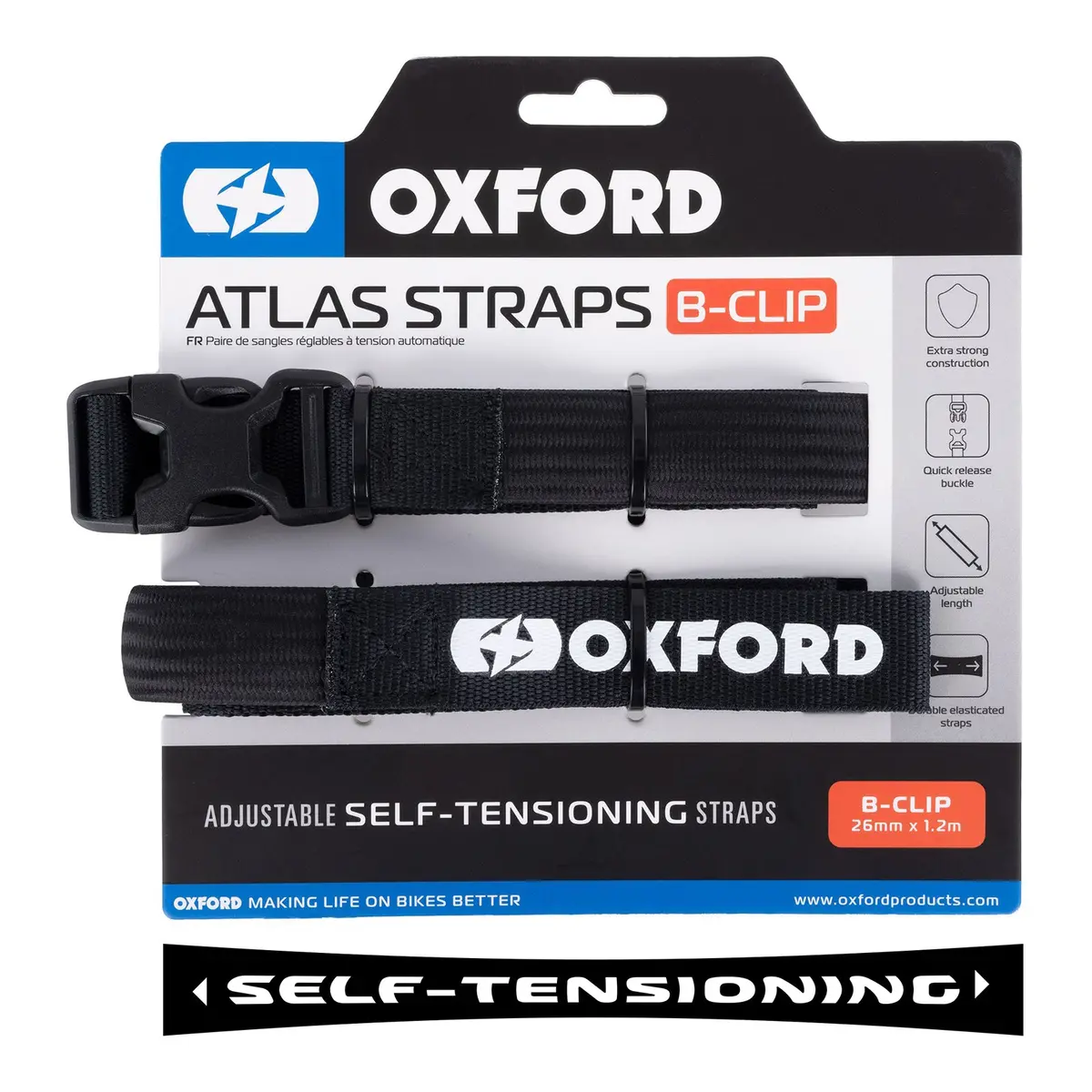 Oxford Atlas B-Clip 26Mm X 1.2M Black (Pair) 1