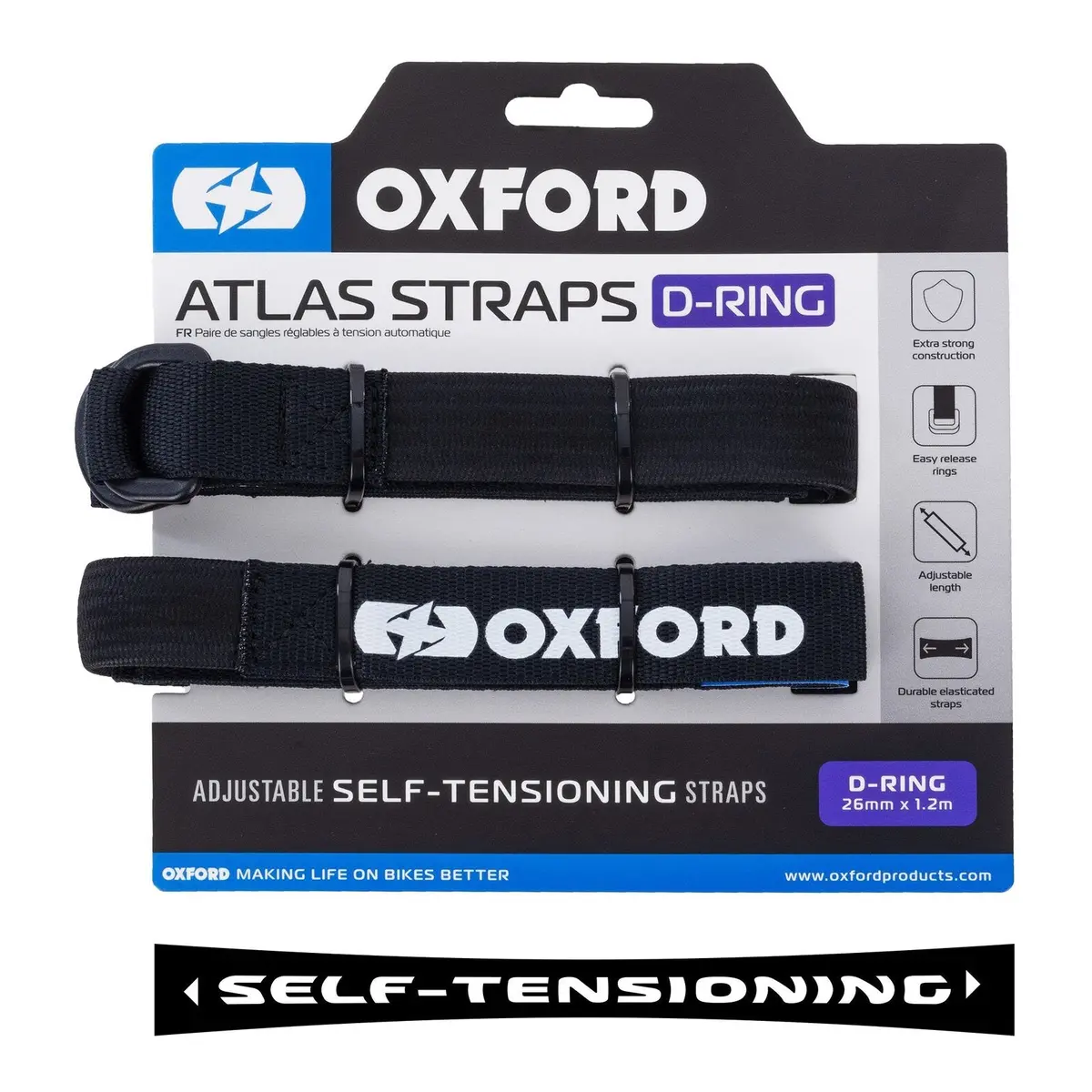Oxford Atlas D-Ring 26Mm X 1.2M Black (Pair) 1