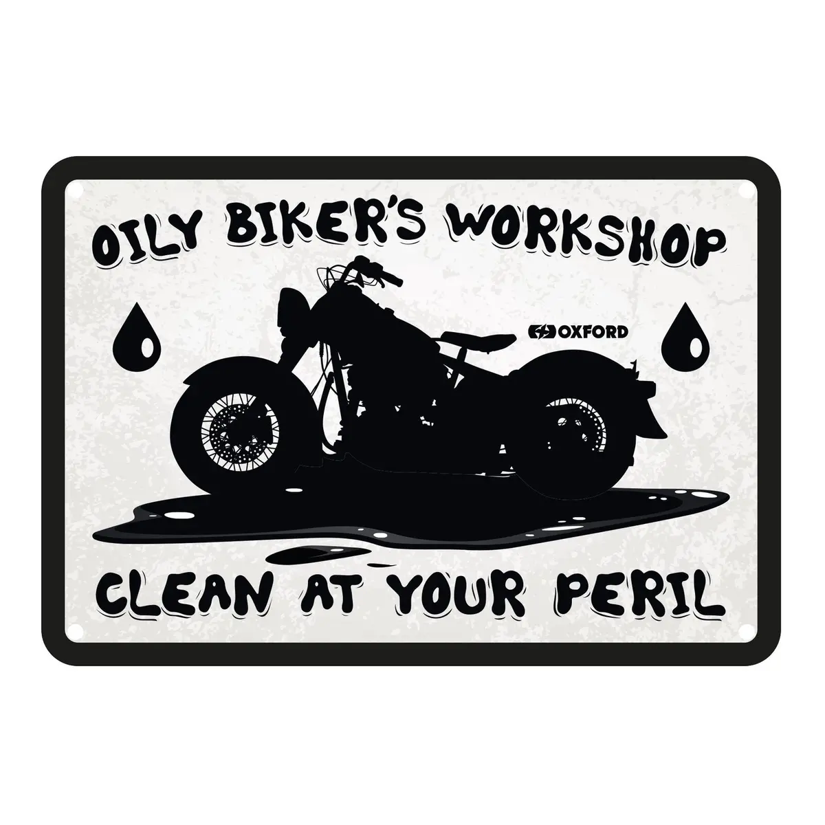 Oxford Garage Metal Sign: "Oily Biker's Workshop" 1