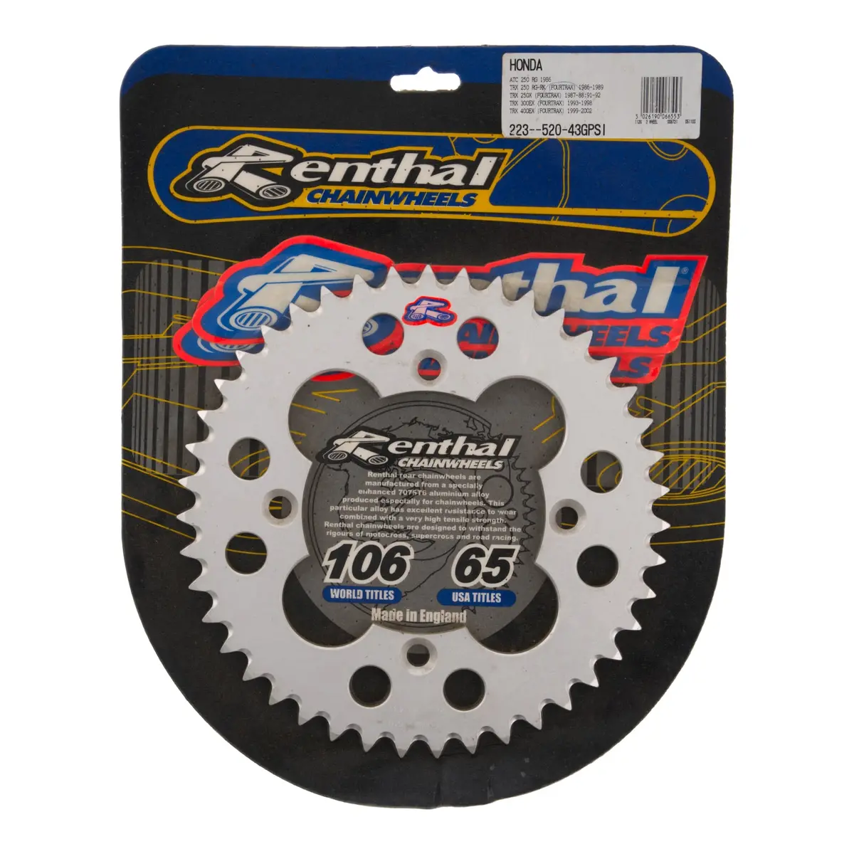 Renthal Sprocket Rear Green 43T Alloy 7075 T6 Grooved 1
