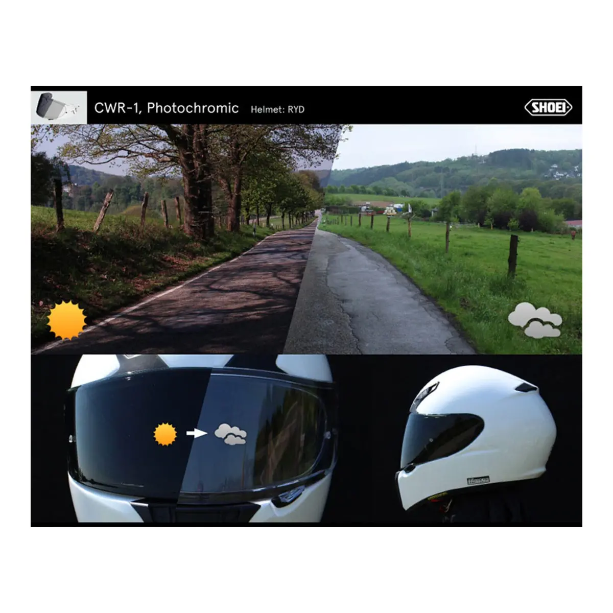 Shoei Visor Nxr Ryd (X-Spirit 3 Cwr-1) Photochromic With Pin By Transitions 2