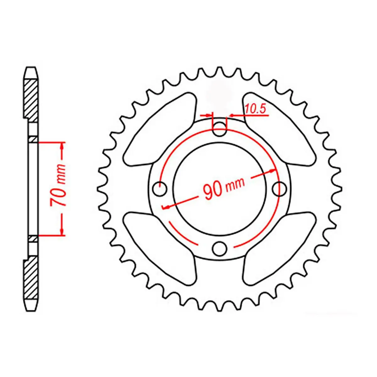 Mtx 264 Steel Rear Sprocket #428 1