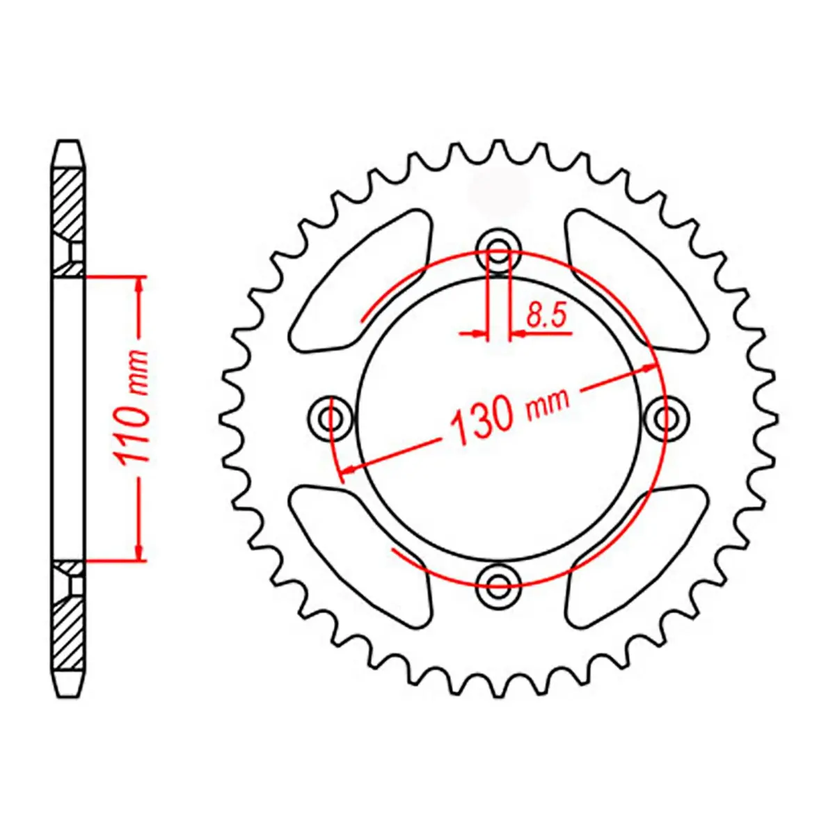 Mtx 217 Steel Rear Sprocket #428 1