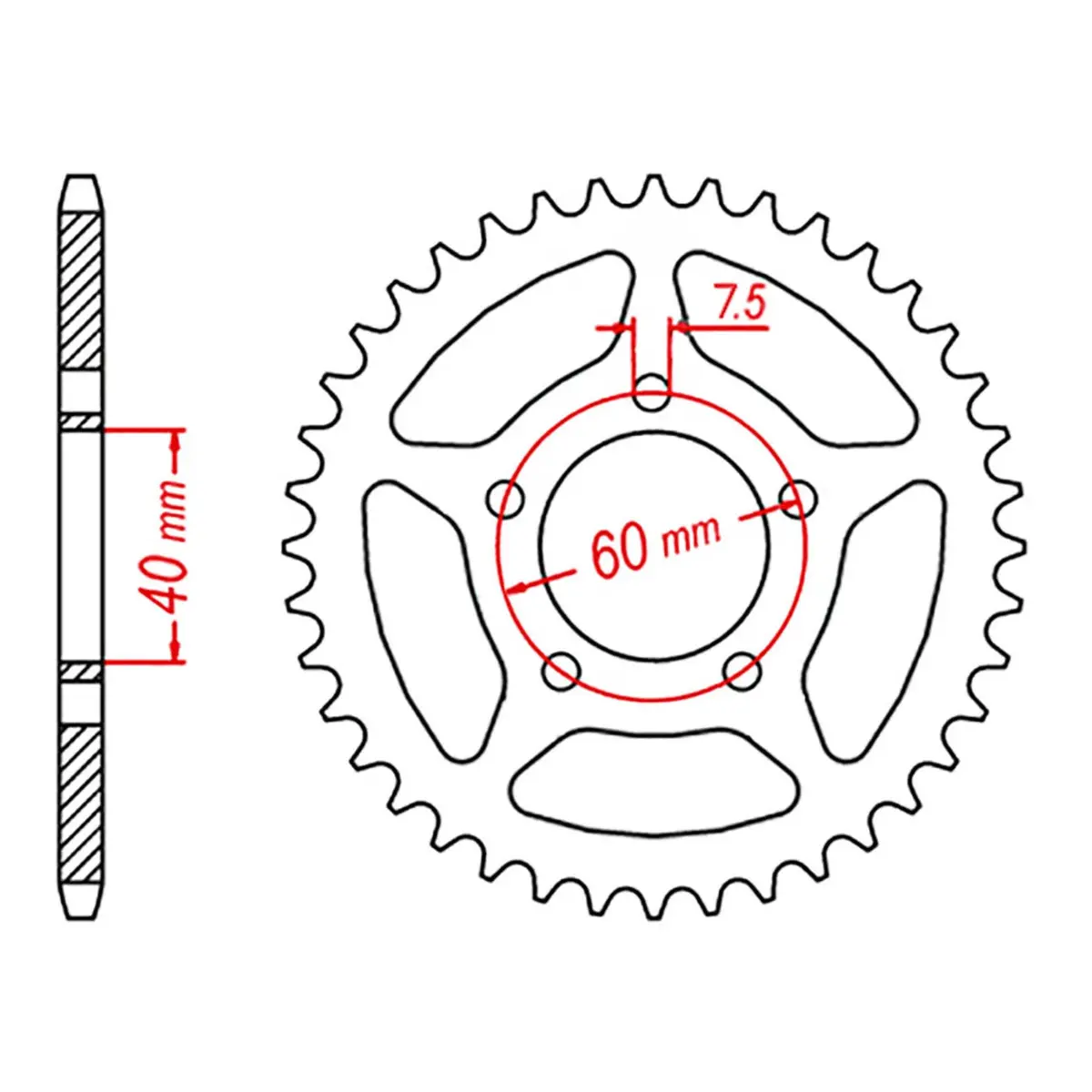 Sprocket Rear Mtx 40T Ktm 50 #415 1