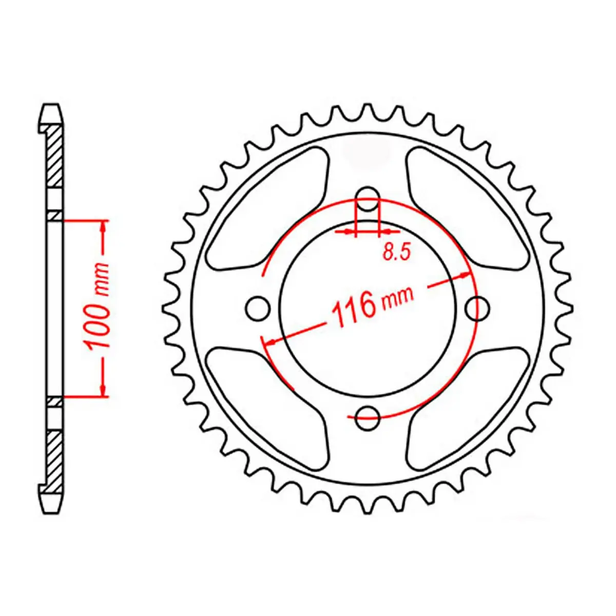 Mtx 462 Steel Rear Sprocket #428 1